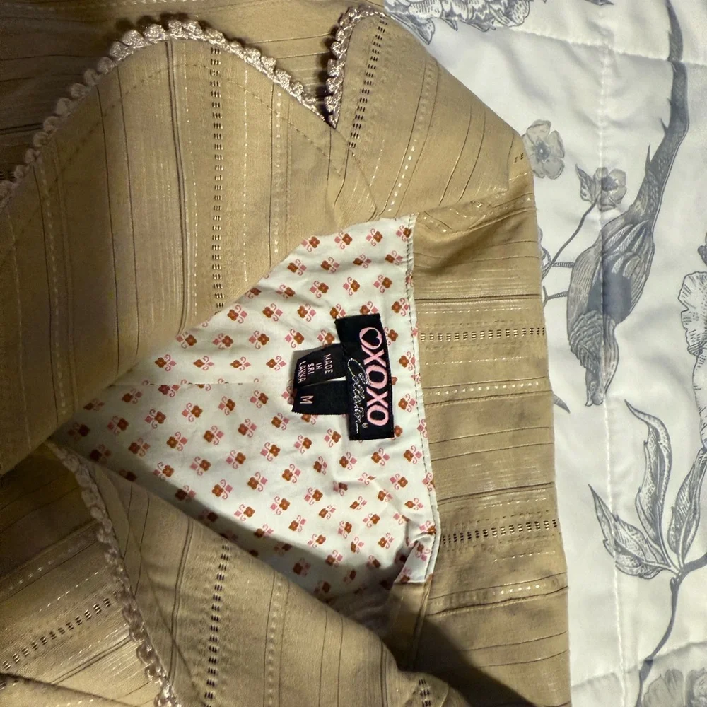 XOXO Tan Striped Capri Pantsuit - Picture 8 of 16